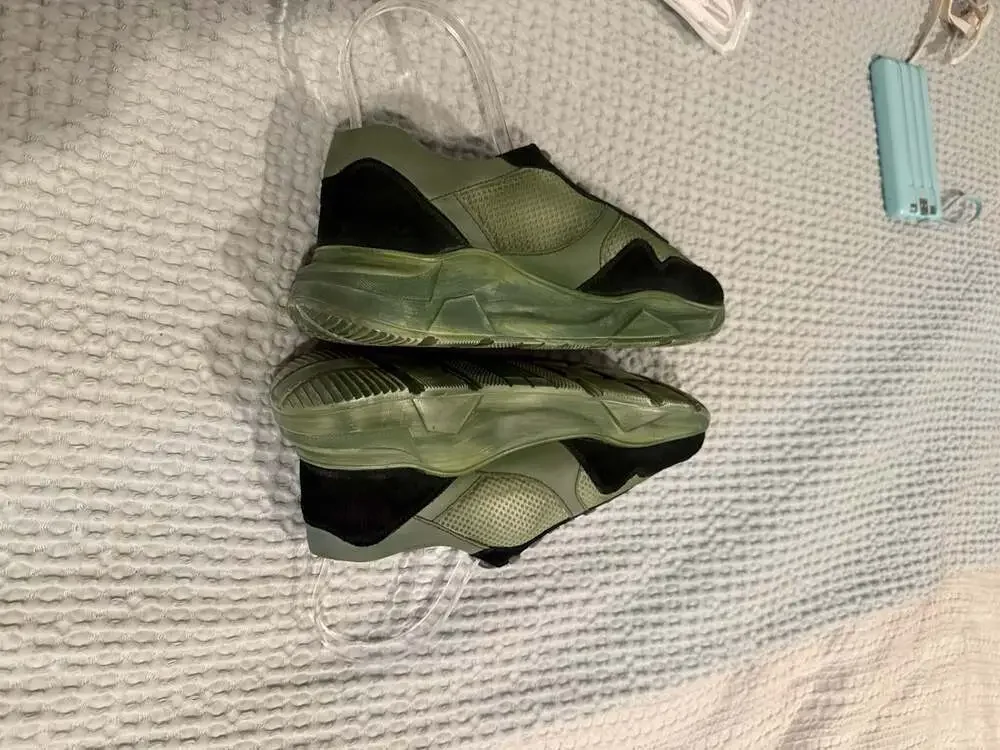 Free People Let's Wander Washed Olive Green Chunky Sneakers Size 38